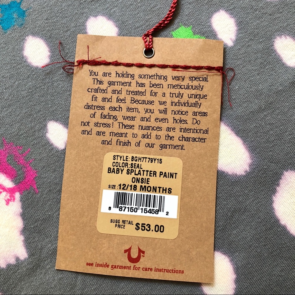 True Religion Baby Splatter Paint Onesie 12 - 18 M - Picture 3 of 6